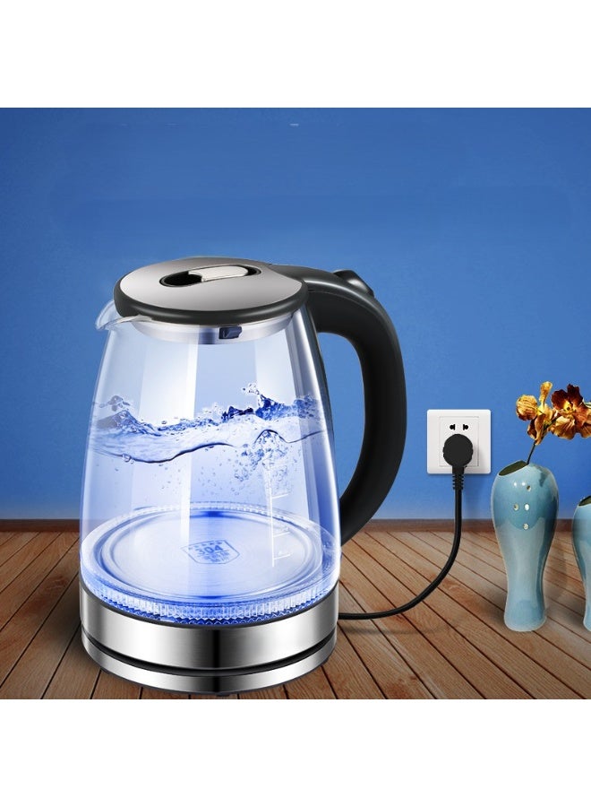 JIHAM 1.7L Electric Kettle Glass Body Rapid Boil Water Heater LED Light Auto Shut Off Boil Dry Protection Stainless Steel Heating Plate For Kitchen Tea Coffee Home Safe Durable Use - Image 2